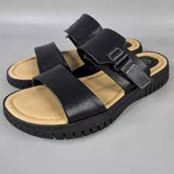 NWOT ** Euro Soft Cali Wide Black Sandals ** Sz 8 - Picture 1 of 11